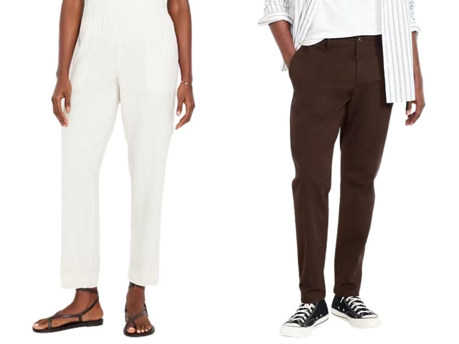 a woman and a man wearing old navy pants