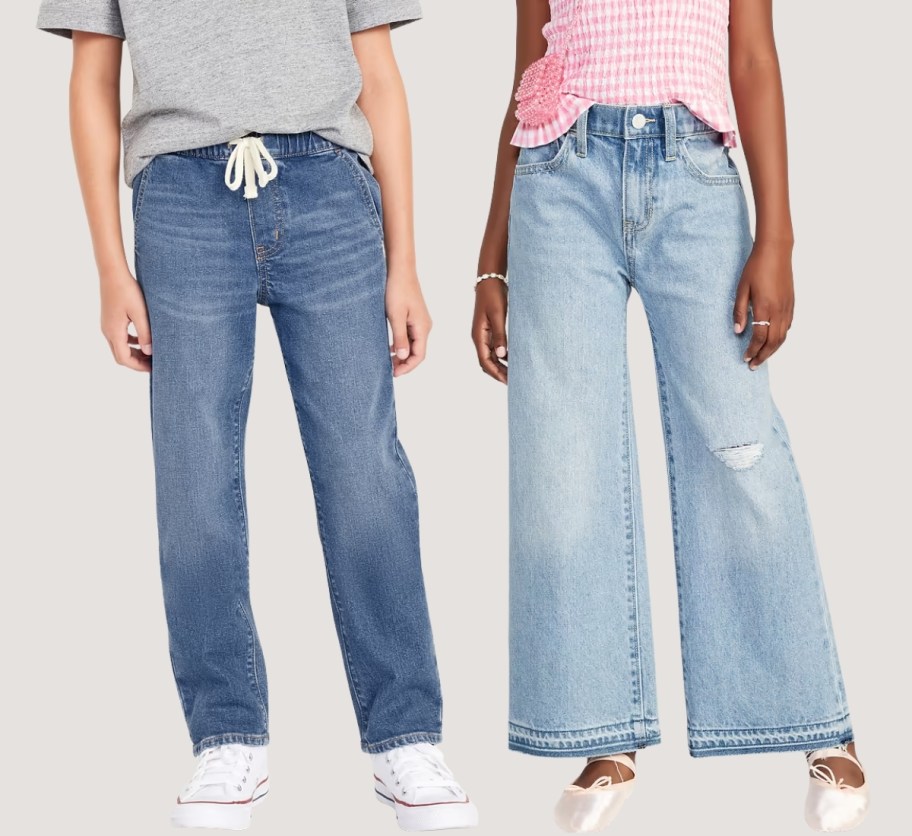 a boy and girl in jeans