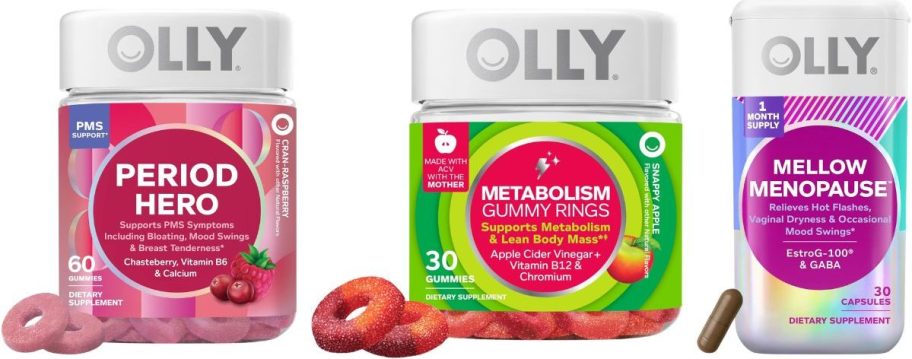 three womens olly vitamins packages