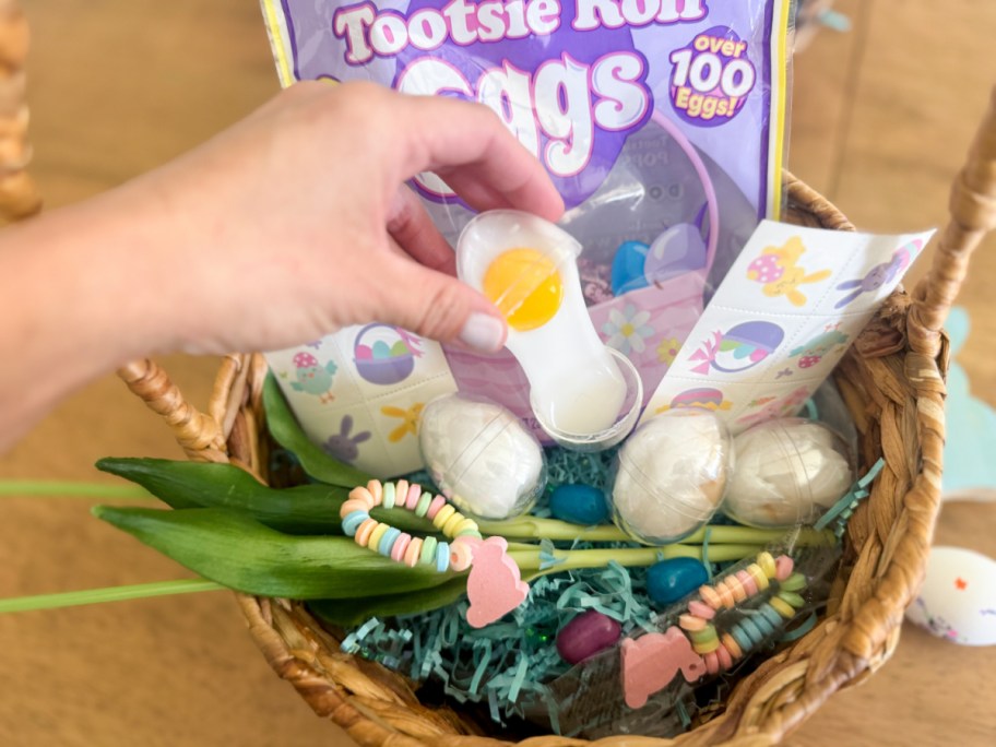 easter basket filled with items