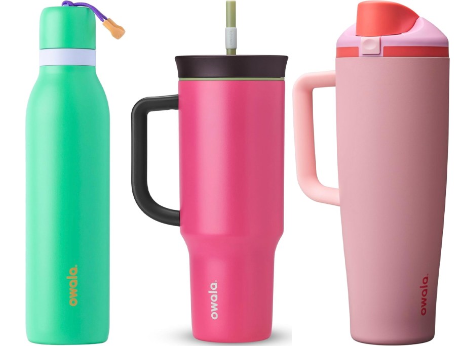 green and pink owala tumblers 