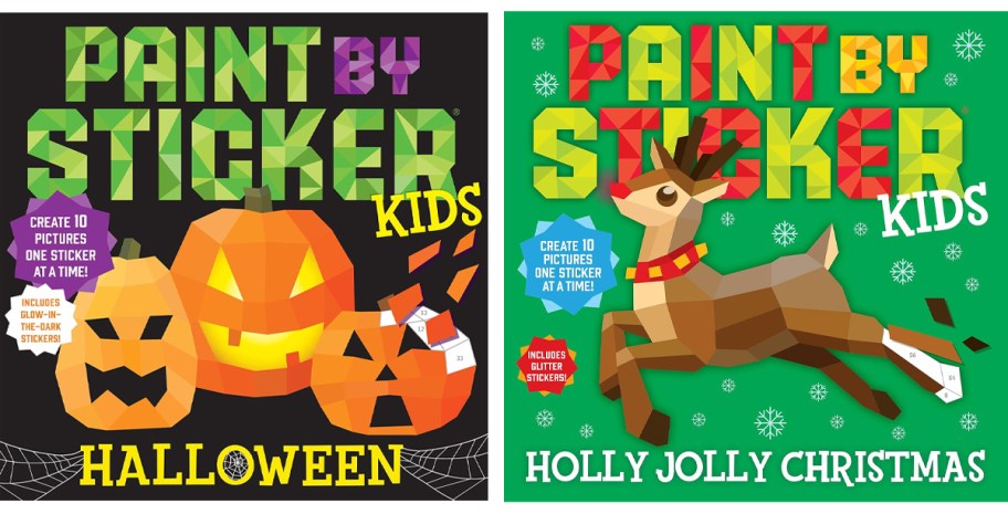 paint by stickers halloween or christmas book 
