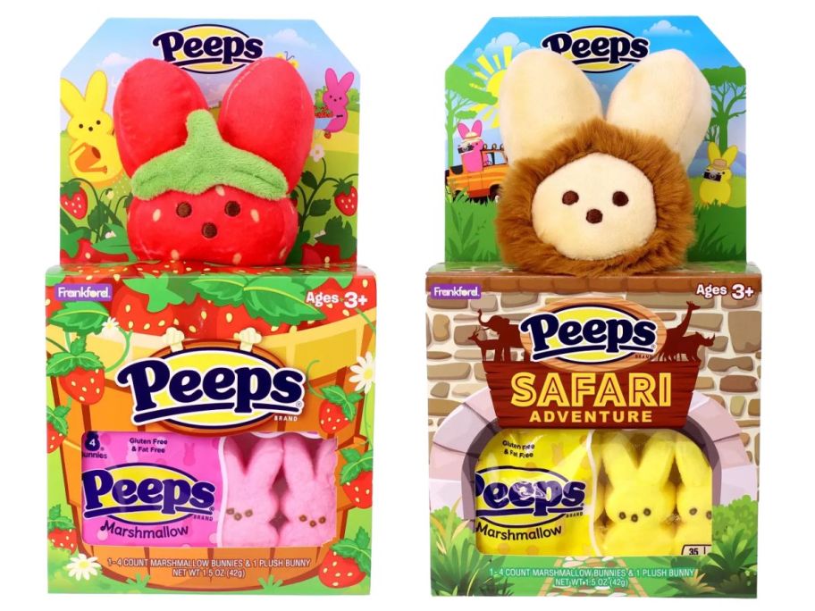 Peeps Plush Strawberry Easter Gift Set and Peeps Safari Adventure Bunny Easter Gift Set