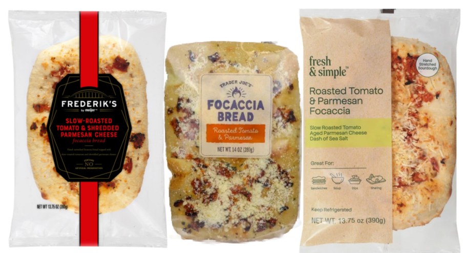 three recalled foccacia breads