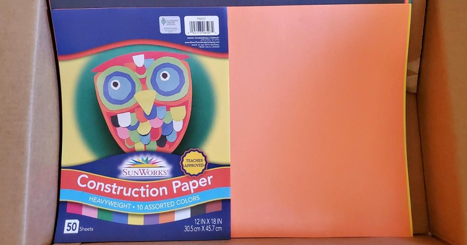 A package of Prang heavyweight construction paper in assorted colors.