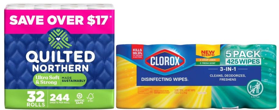 quilted northern toilet paper and clorox wipes