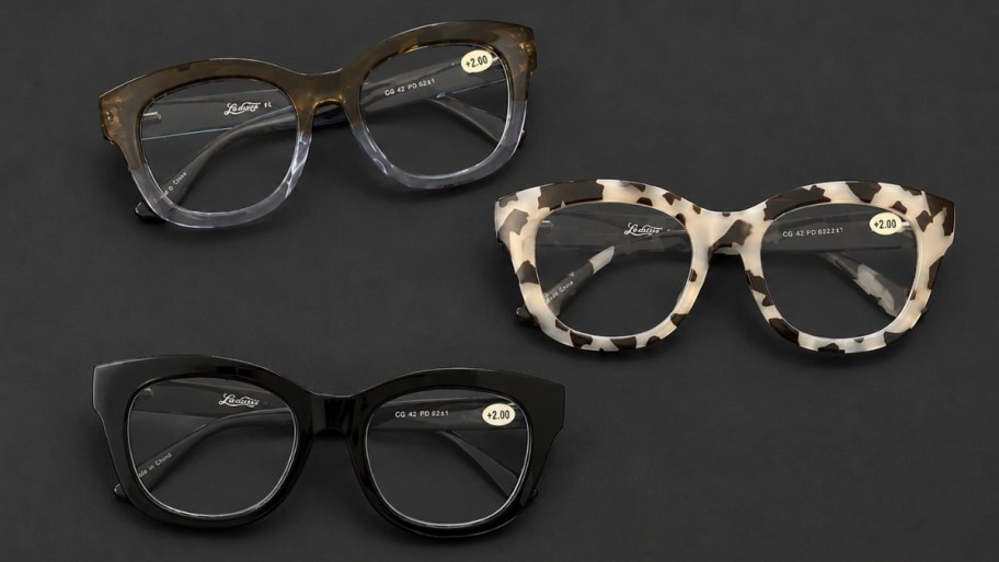 a reading glasses 3 pack on a tabletop