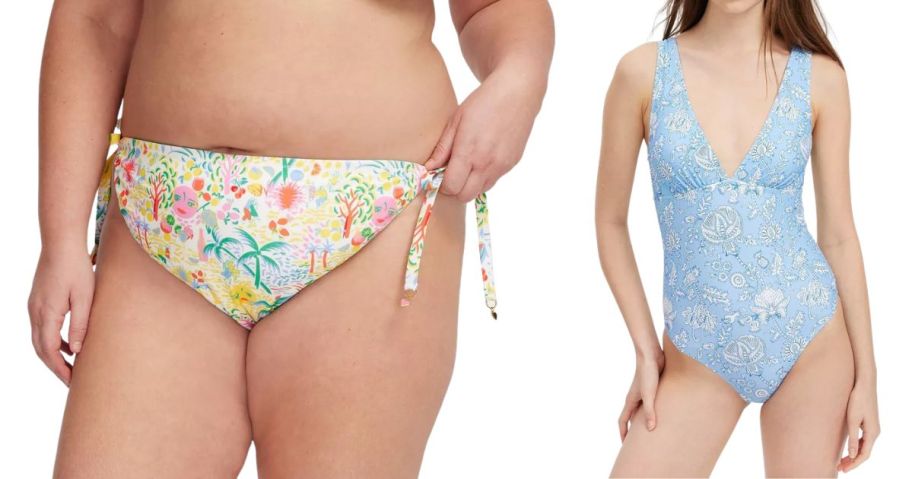 two women wearing roller rabbit x target swimwear