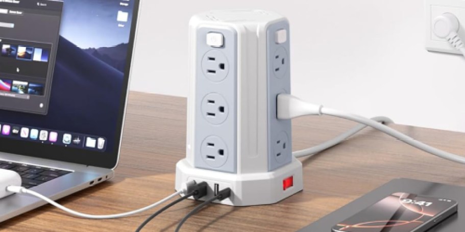 Surge Protector Tower w/ 12 Outlets & 4 USB Ports Just $16.99 on Amazon