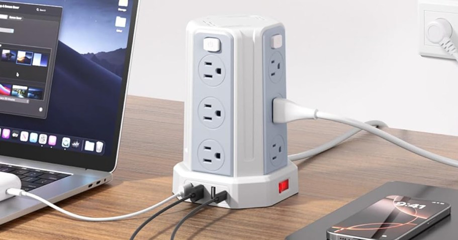 Surge Protector Tower w/ 12 Outlets & 4 USB Ports Just $16.99 on Amazon
