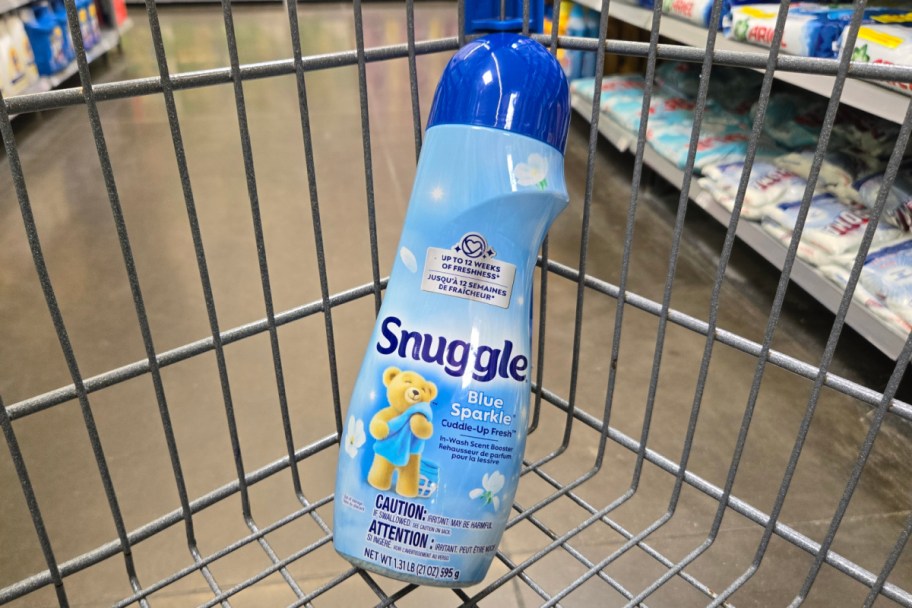 blue scent booster bottle in cart