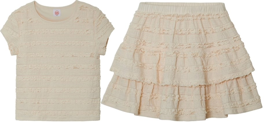 girls tiered skirt and tee
