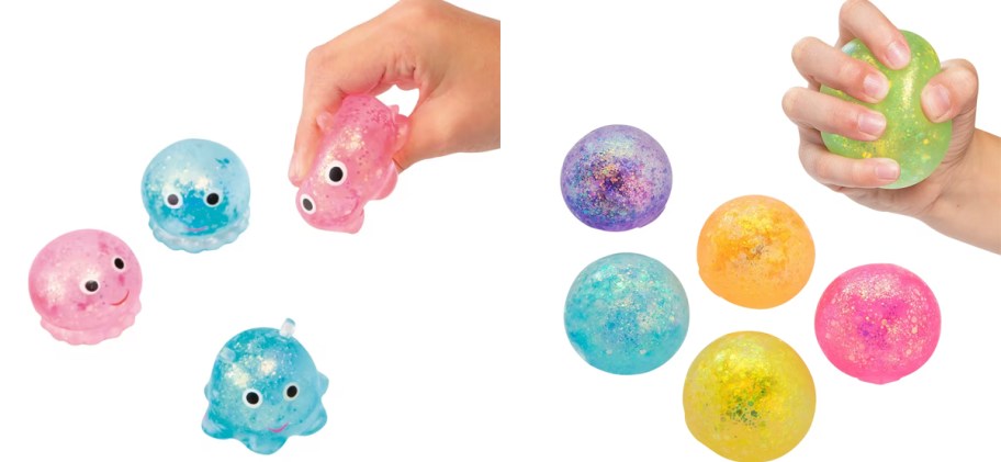 hands holding squishy toys 