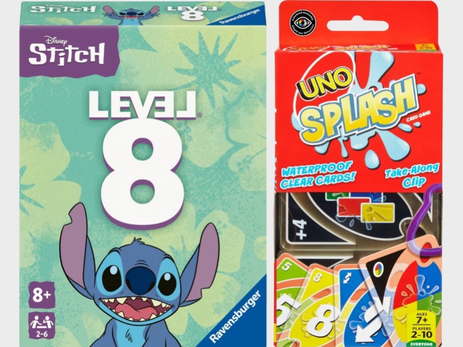 stitch level 8 card game and uno splash deck