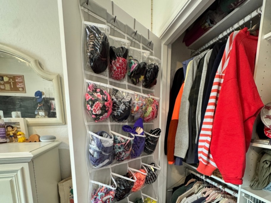 over the door shoe organizer installed.