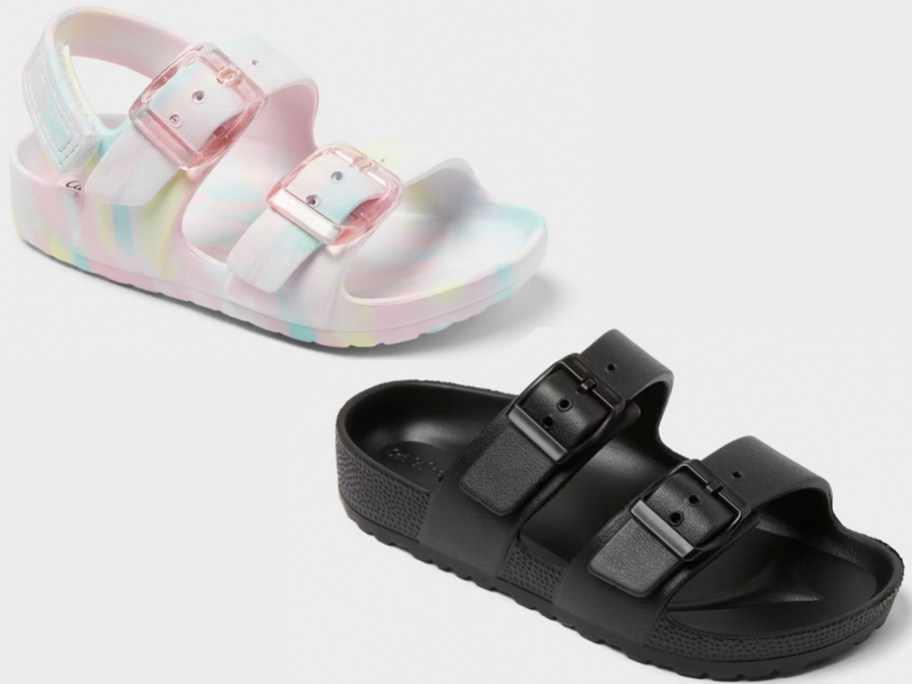 rainbow and black sandals