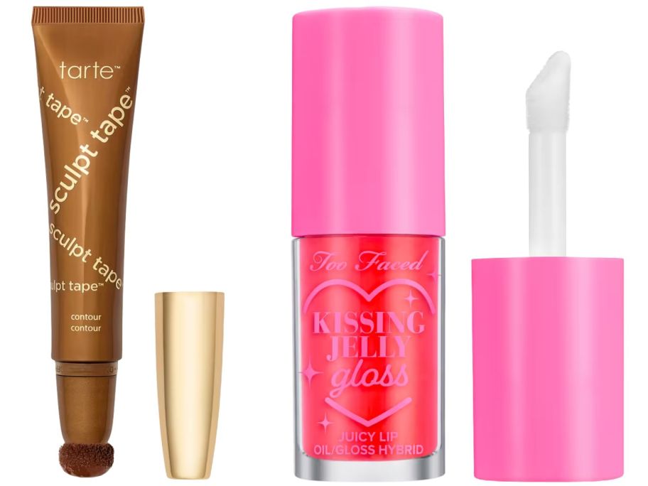 tarte Glow, Blush, & Sculpt Tape and Too Faced Kissing Jelly Hydrating Lip Oil Gloss