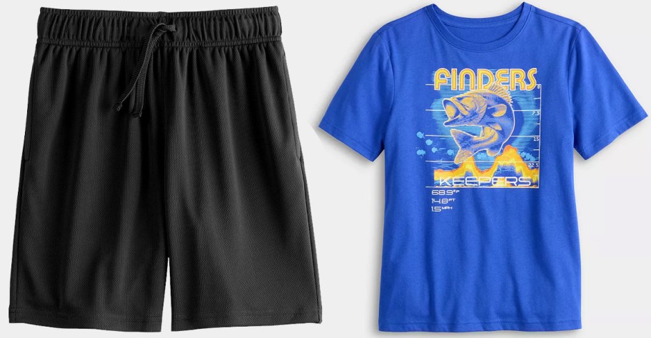 boys black shorts and blue shirt 