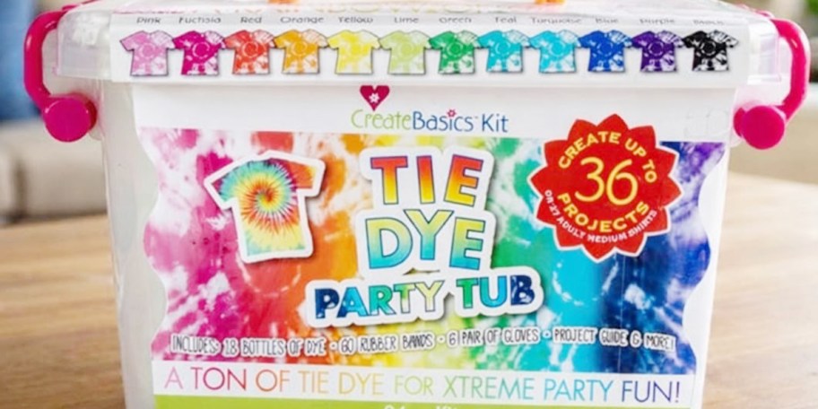 tie dye party tub on table