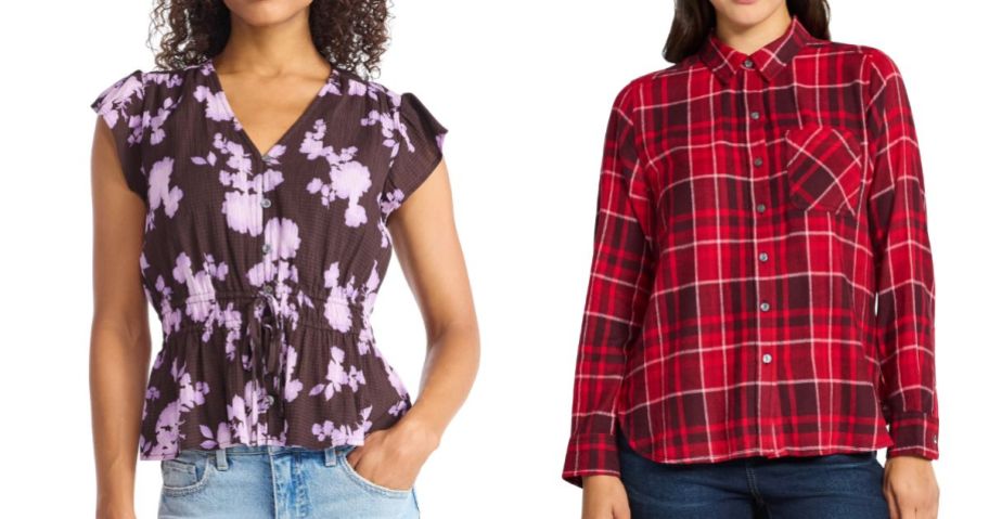 two women wearing time and tru tops