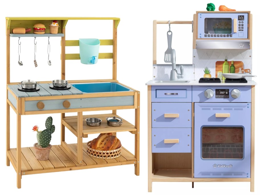 Children's mud kitchen and play kitchen set