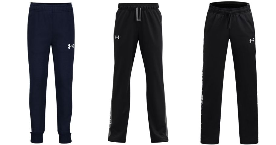three pairs of black under armour boys pants
