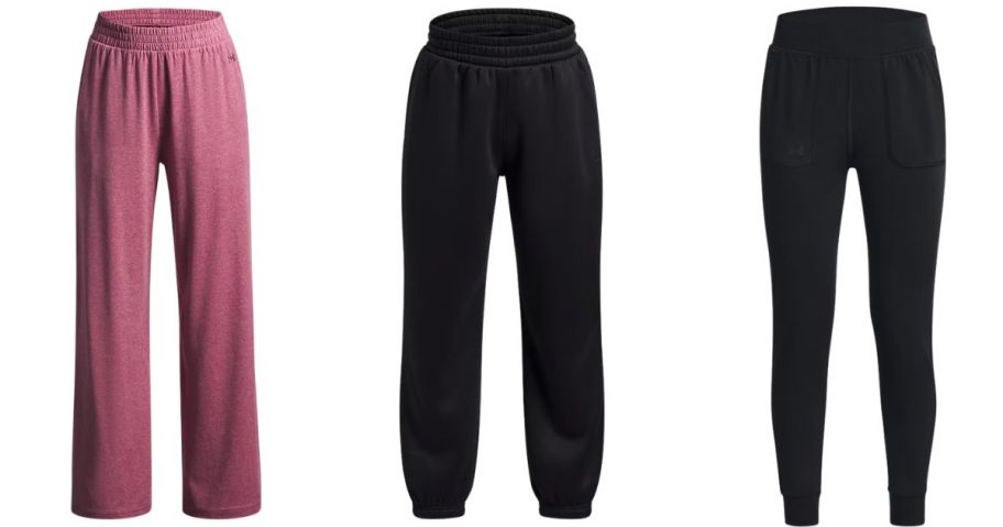 under armour girls pink and black pants
