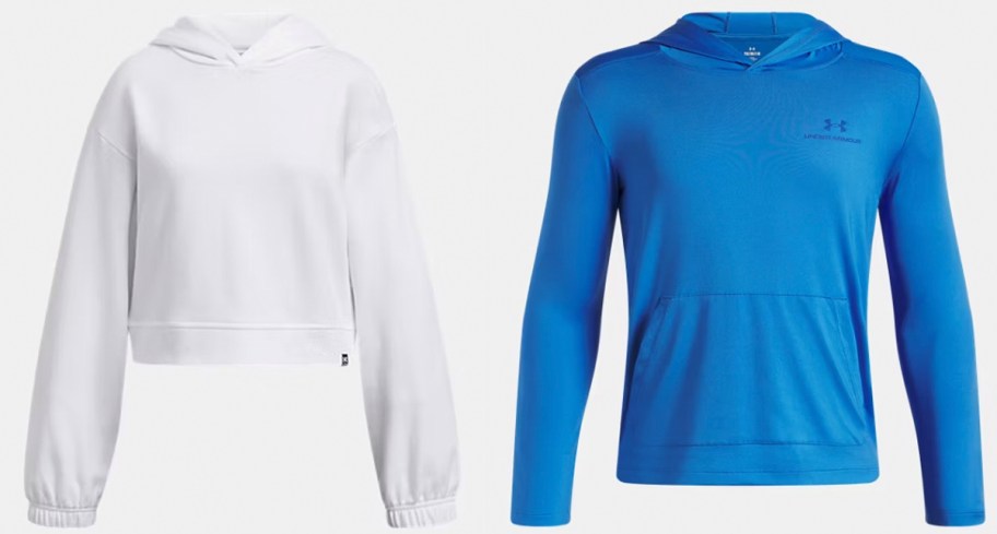 white and blue hoodies 