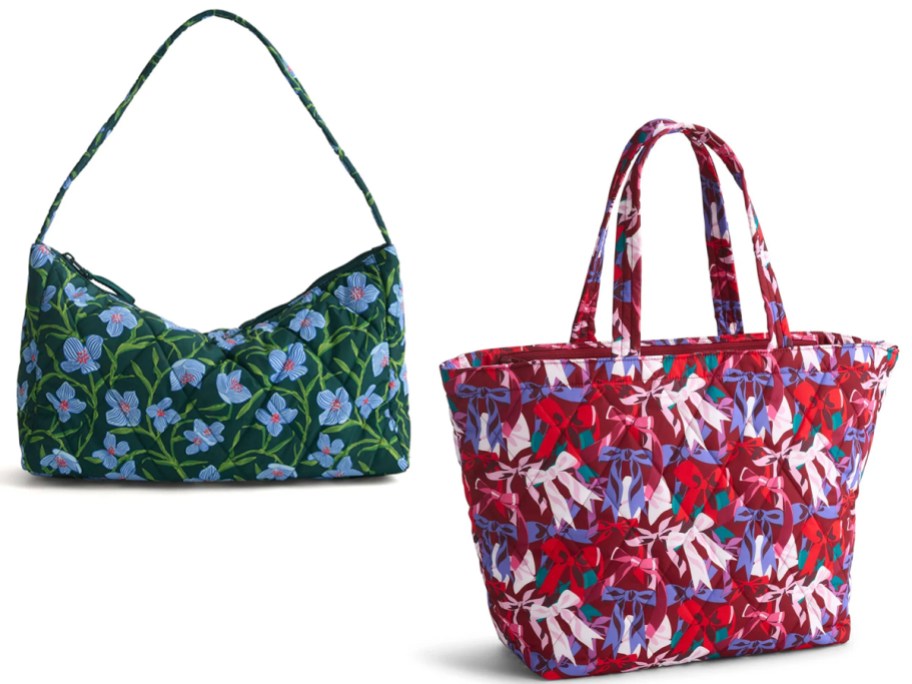 green purse and red bow tote