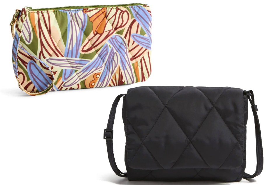 floral wristlet and black crossbody