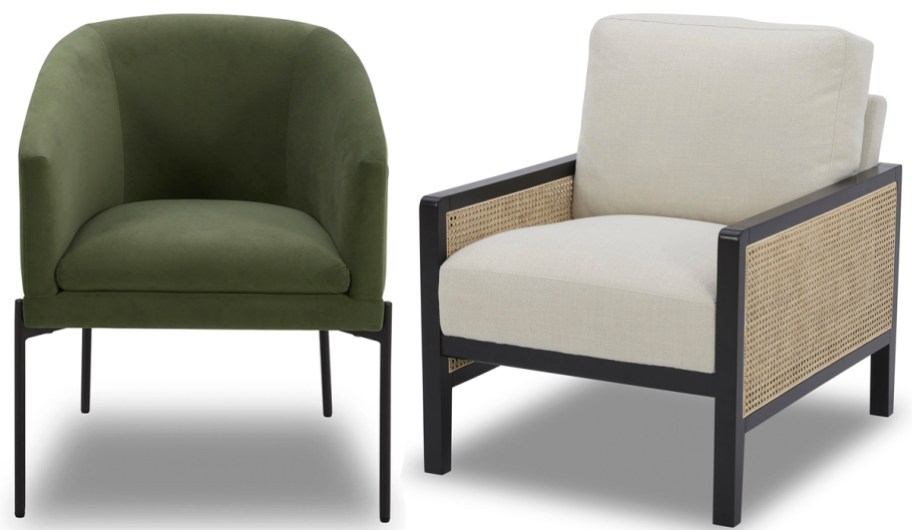 green and beige chairs