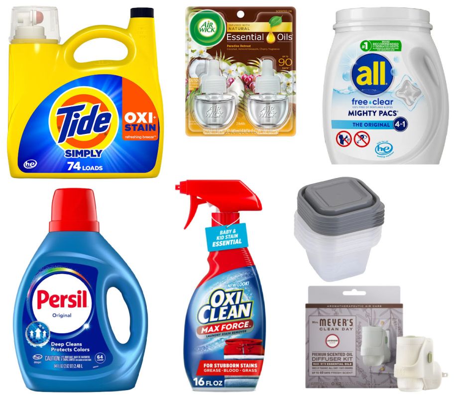 7 household items on a white background