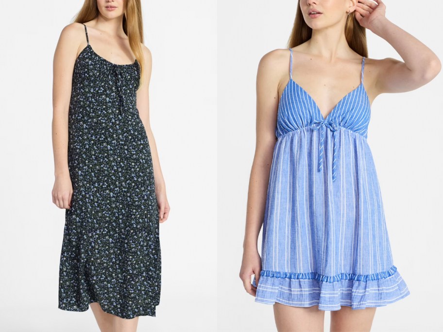 women wearing blue dresses 