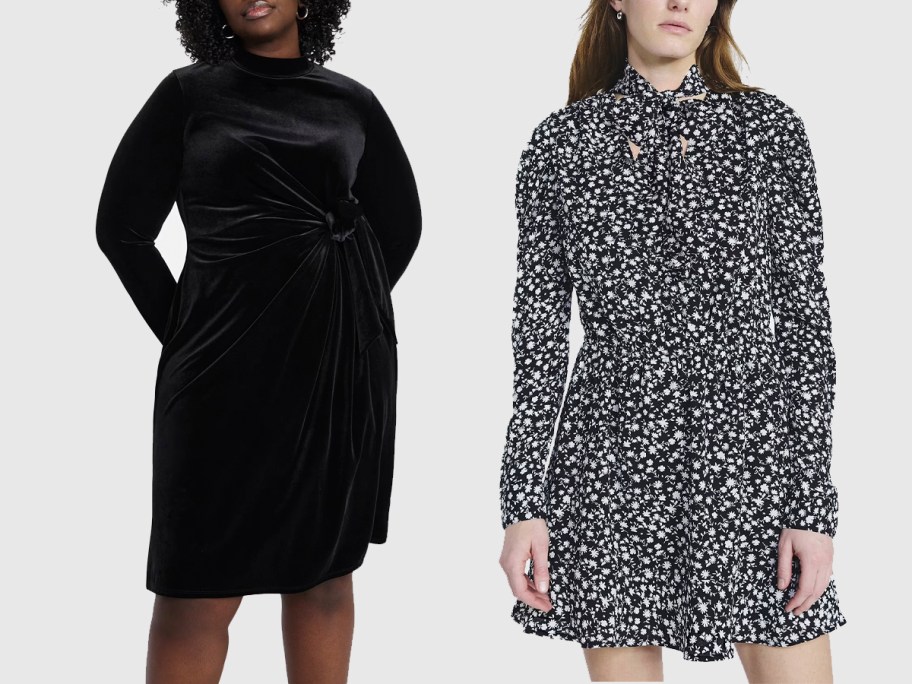 women wearing black dresses 