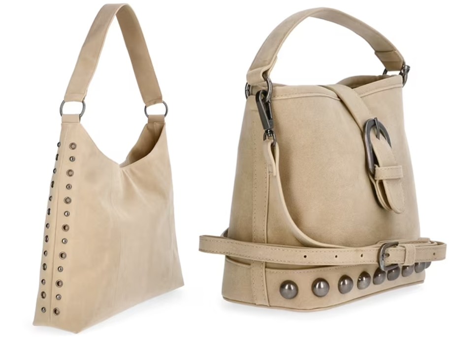 two tan purses