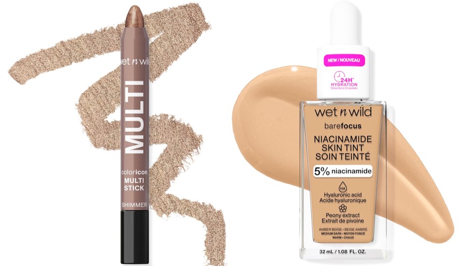 eyeshadow stick and liquid foundation