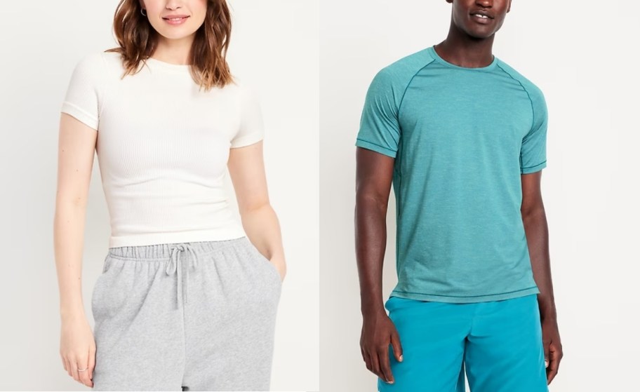 womand and man wearing old navy athletic wear