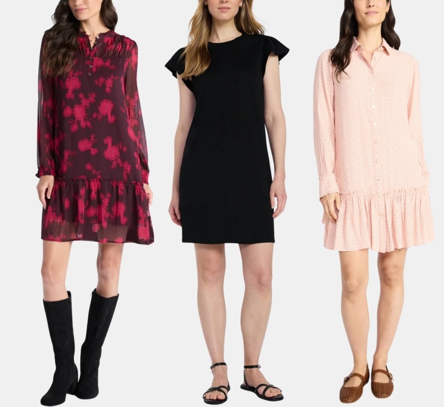 3 women in short dresses