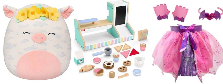 squishmallows, coffee toy, and princess costume