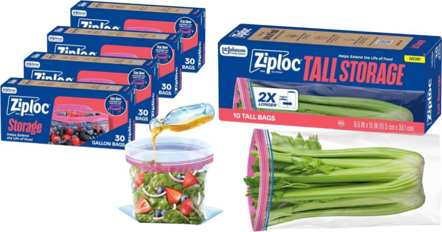 two sets of ziploc bags
