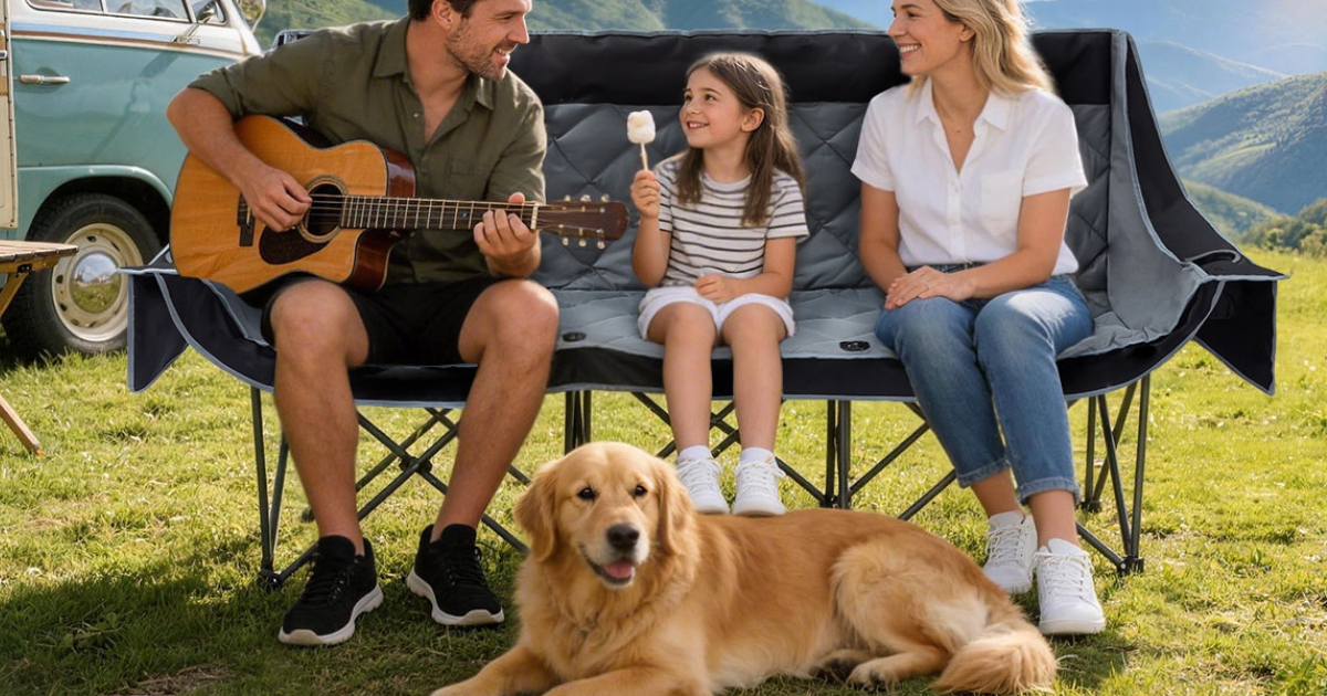 This 3-Person Camping Chair is Perfect for Backyard Chilling, Sporting Events, & More!