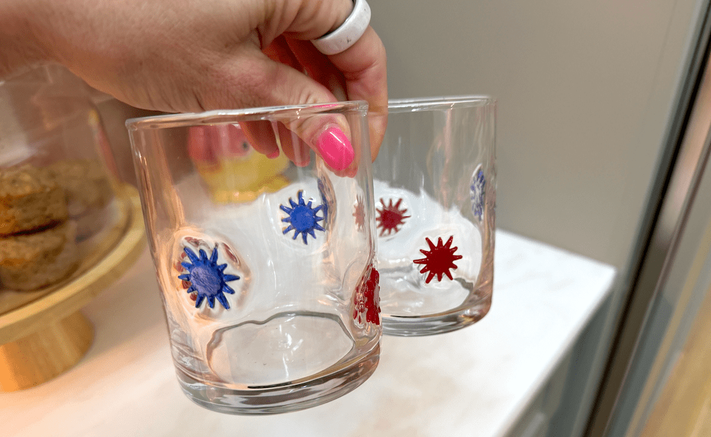 holding patriotic glasses 