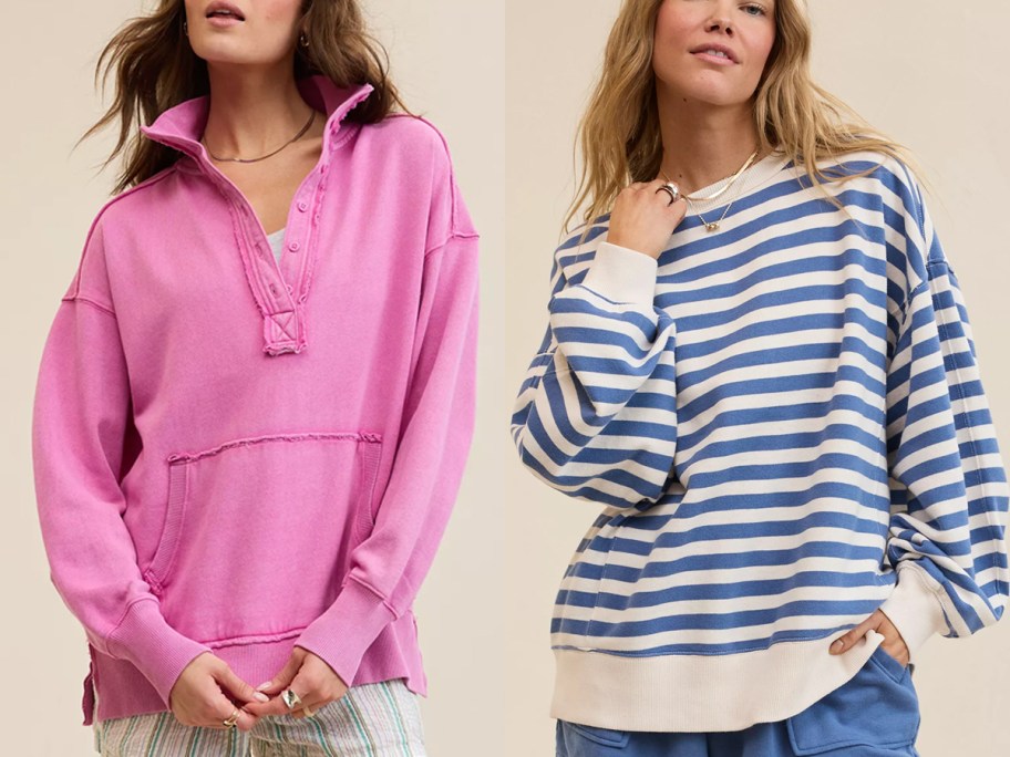 Aerie Vintage Popover Polo Sweatshirt and Aerie Go-To Sweatshirt