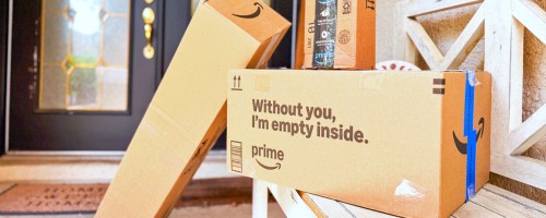 amazon prime boxes at front door