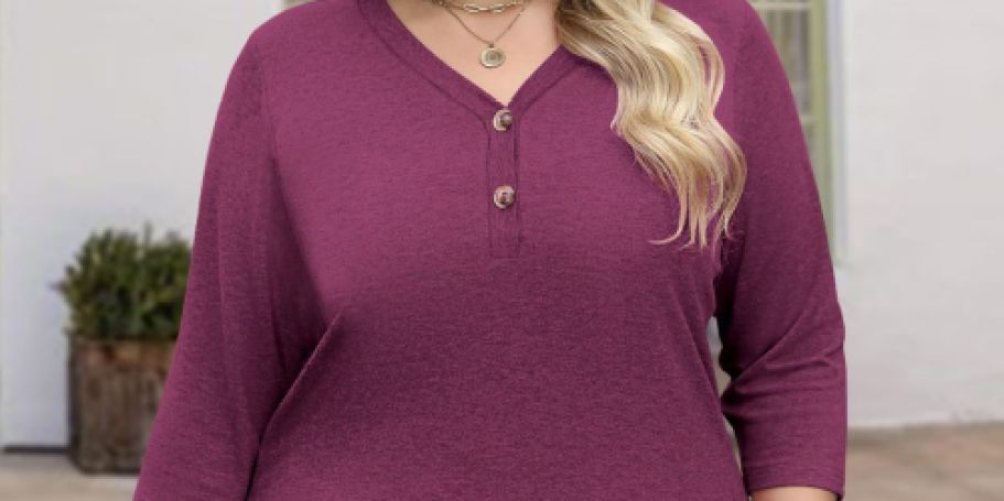 Women’s Plus Size 3/4 length Top Just $7 on Amazon