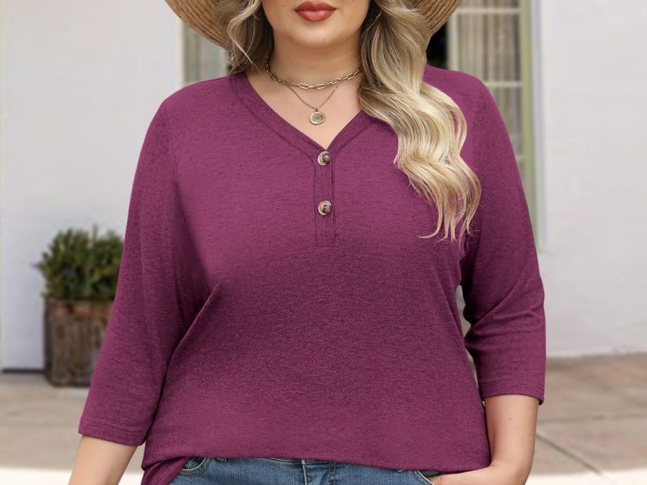 Women’s Plus Size 3/4 length Top Just $7 on Amazon