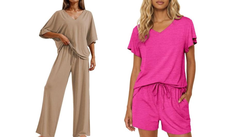 Amazon pajama in beiege and pink