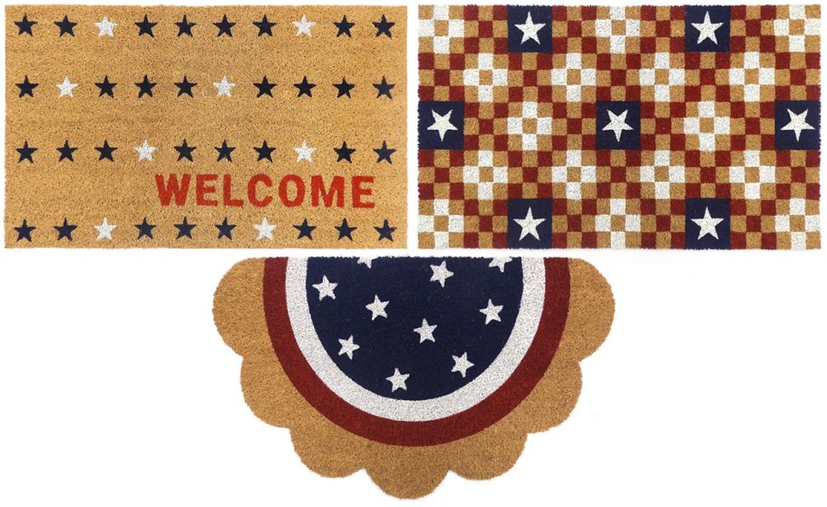 Americana Scallop Bunting Flag, Americana Welcome Stars, Americana Stars Check&nbsp;Coir Doormats