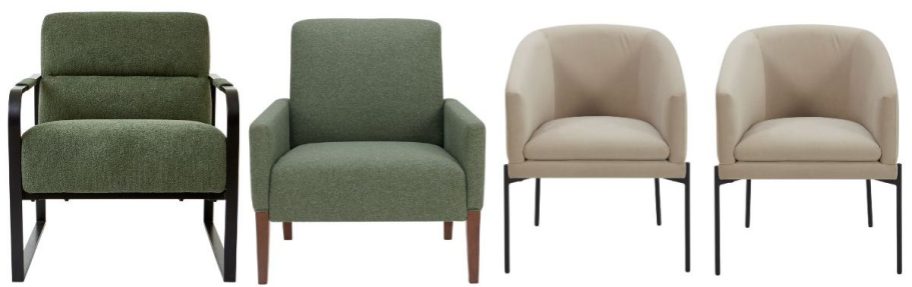 Better Homes & Gardens Wyatt Accent Chair, Reading Accent Chair, and Wyatt Velvet Dining Chairs 2-Pack