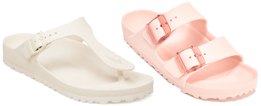 White & Pink Birkenstock Sandals